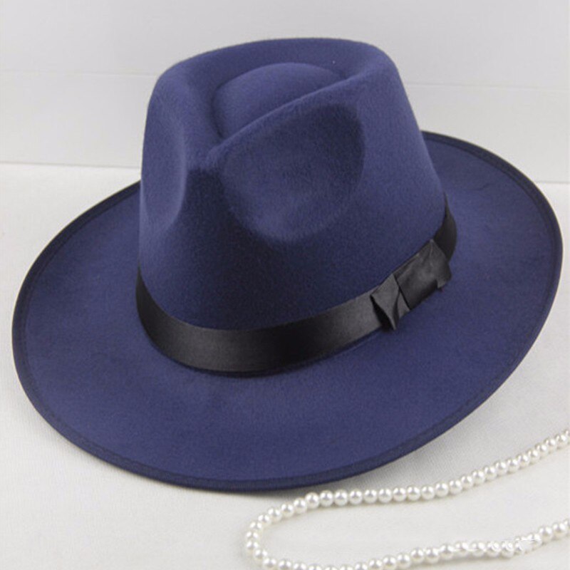 Vintage sombrero Derby vaquero Casual gran sombrero con visera de Jazz sombreros Fedora Sombrero de Panamá para hombres mujeres Unisex accesorios genial: Nave blue