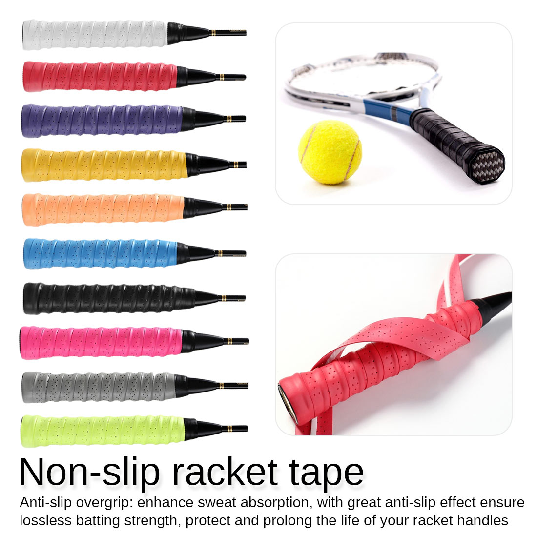 Anti-slip tennis overgreb badminton greb over svedbånd sport tape svedbånd optræk til fiskestang ketcher squash