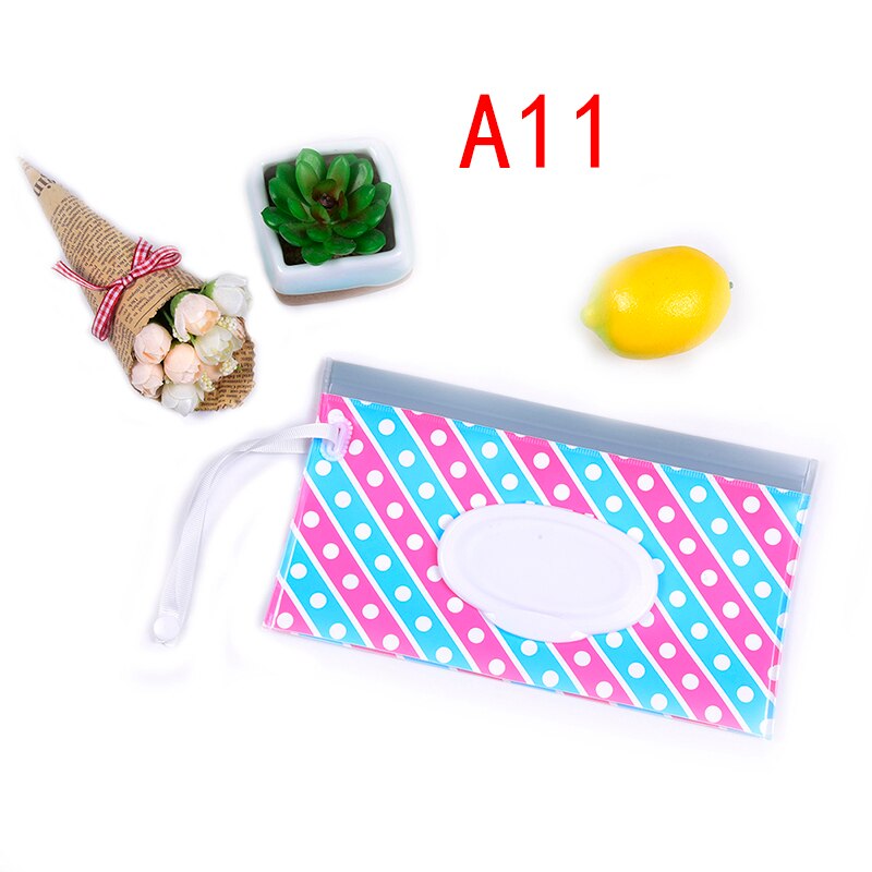 1PC Eco-Friendly Baby Wipes Box Cleaning Wipes Carrying Bag Clamshell Snap Strap Wipe Container Case Wet Wipe Box: A11