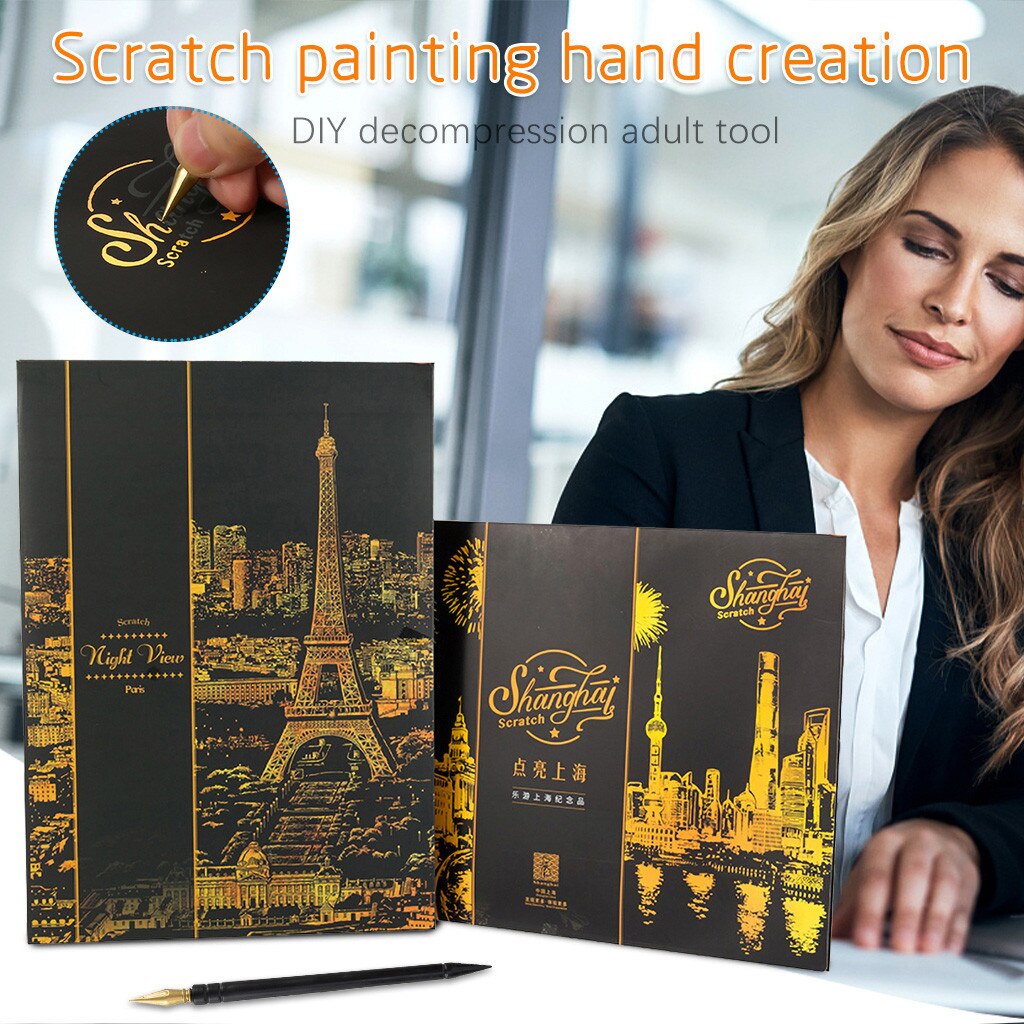 Gold Color Scratch It Scratch Art Teen Adult Scratch Card Magic Pictures Drawings Baby Educational Toys 4.7
