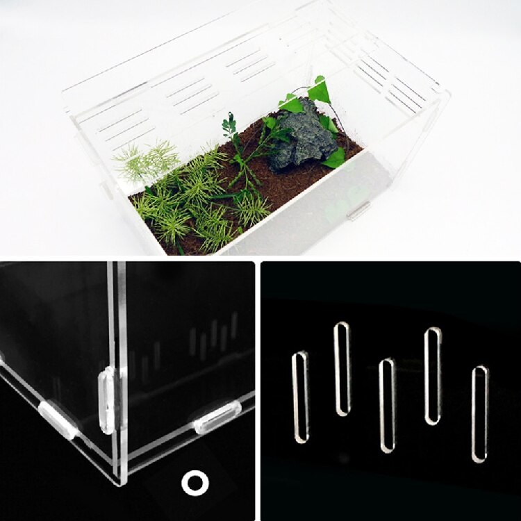 Transparent Acrylic Reptile Box For Spiders Tortoise Lizard Box Vents Box Insect Sliding Terrarium Insect Small Breeding