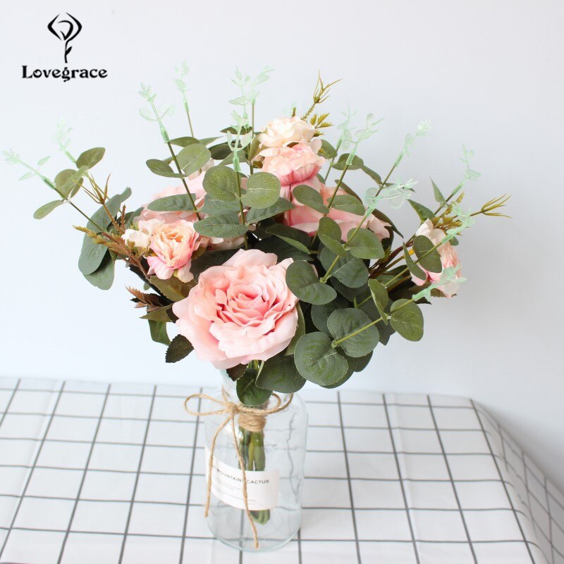 Bruidsboeket voor bruidsmeisjes bruidsbloemen bruidsboeketten zijden rozen kunstbloemen bruidsboeket rozen pioenroos wit