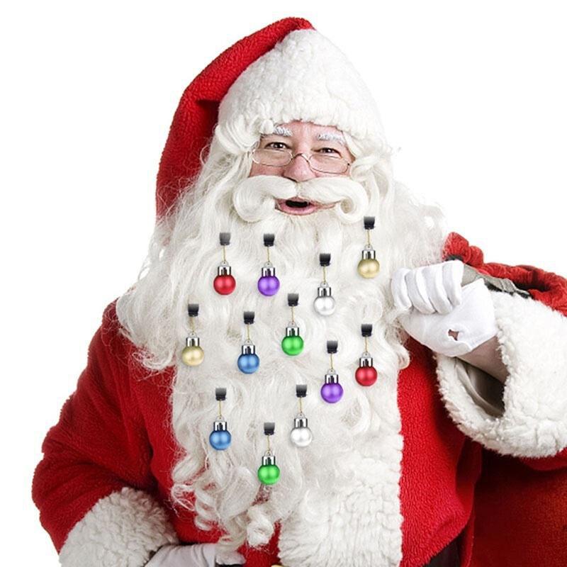 12 st julskägg mini ljus mustasch ornament söt glödlampa ansiktshår klämma tillbehör rolig jul skägg hänge glödlampa pärla