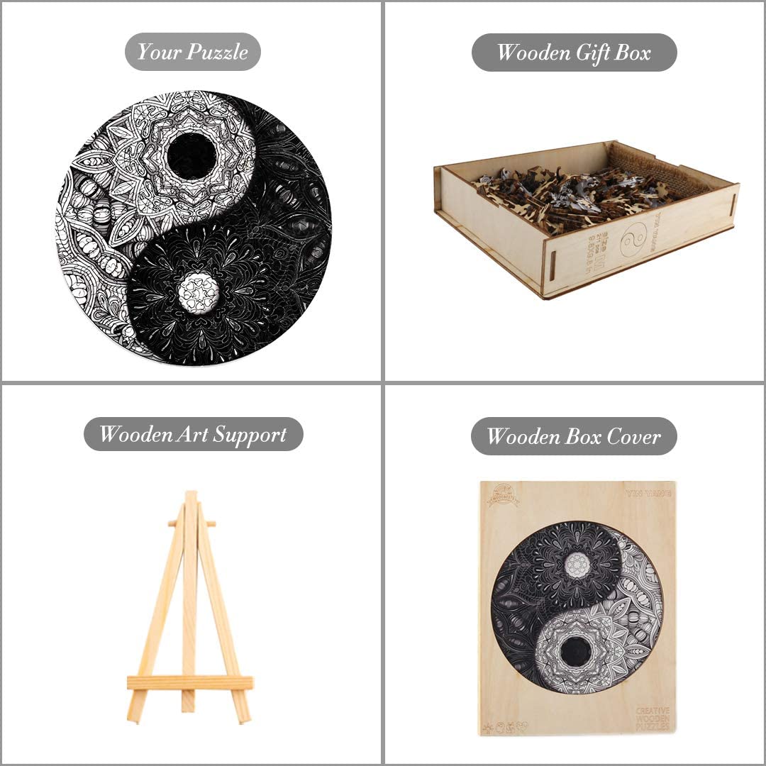 Chinese Yin Yang Wooden Puzzle For Adults Children Dropshipper Tai Chi Kung Fu Shape Wooden Jigsaw Wood DIY Crafts Toys