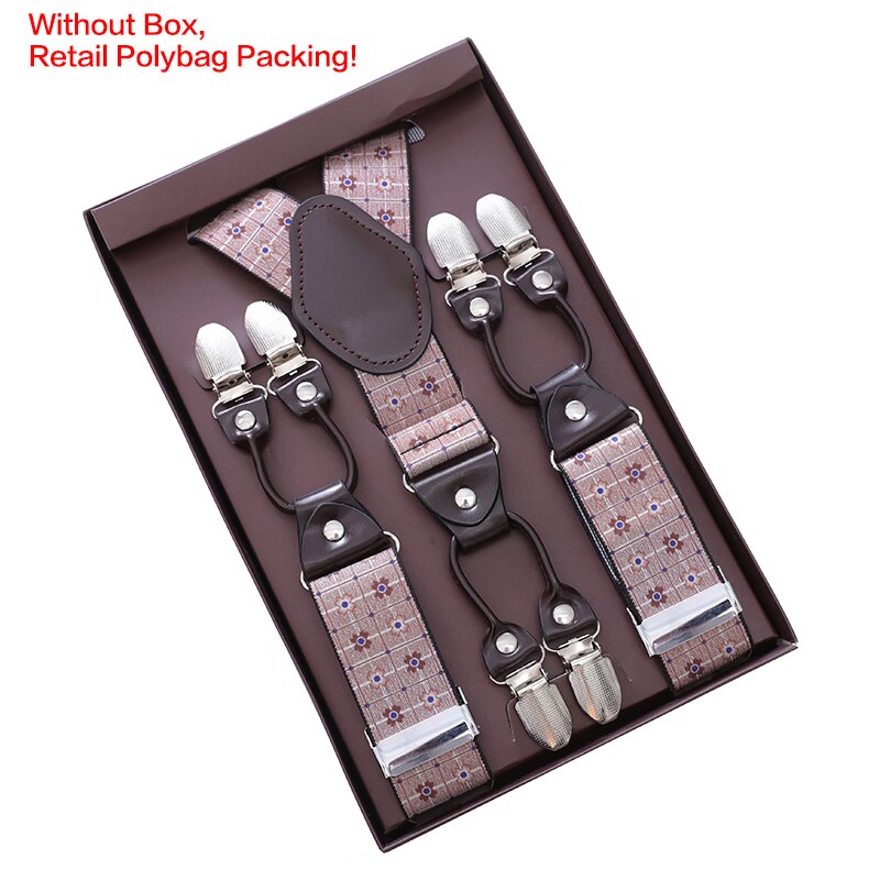 Vintage Bretels Voor Mannen Heavy Duty Big Tall 3.5*120Cm Breed Y Terug 6 Metalen Clips Verstelbare Elastische broek Bretels Riem Riem