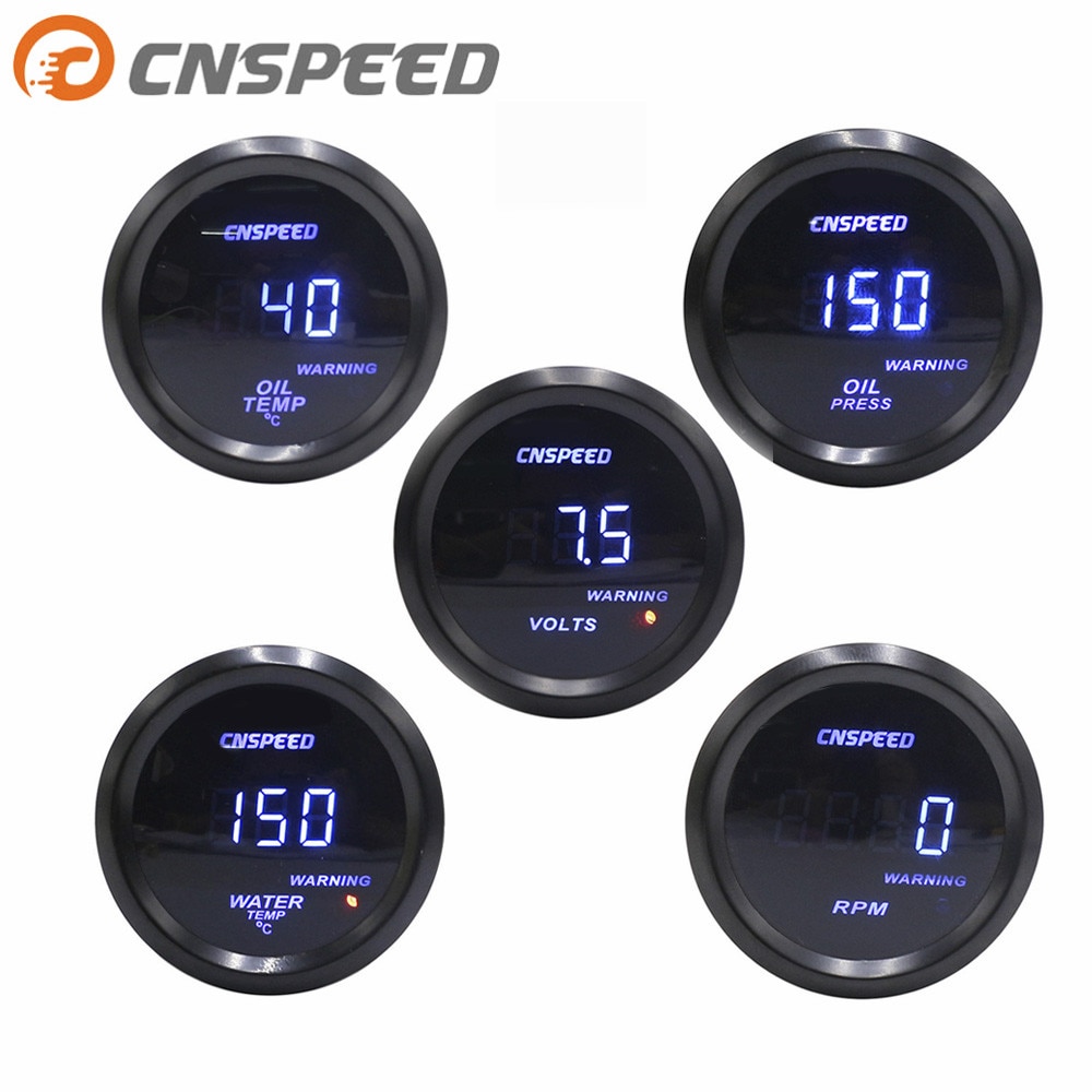 CNSPEED 2" 52mm digital turbine car pulse meter water temperature PSI oil pressure oil gauge tachometer voltmeter YC101332