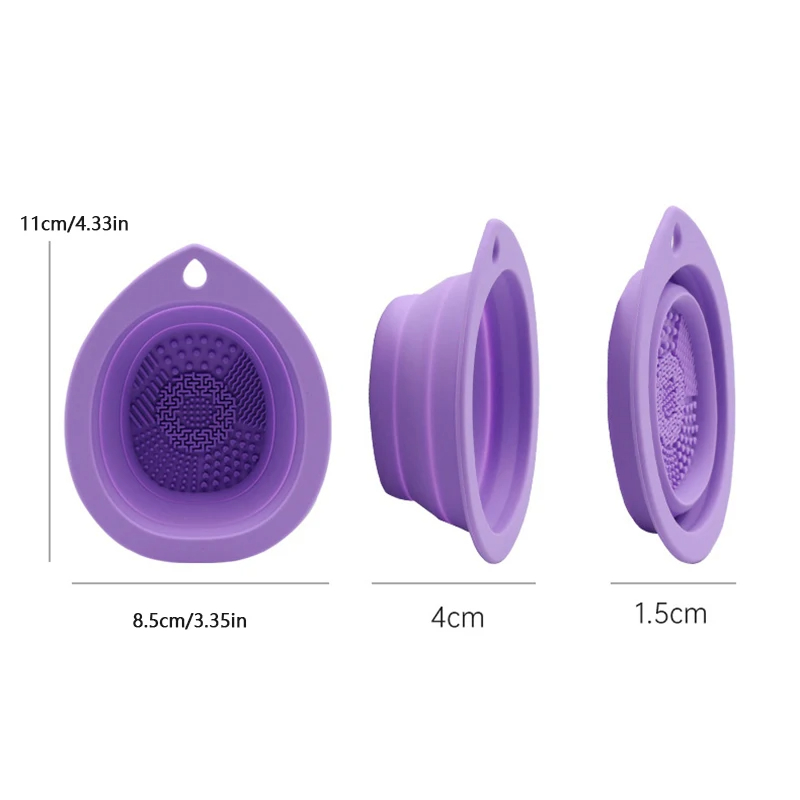Limpiador de brochas de maquillaje de silicona, cuenco de limpieza de esponjas de polvo plegable, cepillos para sombra de ojos, estera suave de lavado, herramientas de belleza, caja de fregado