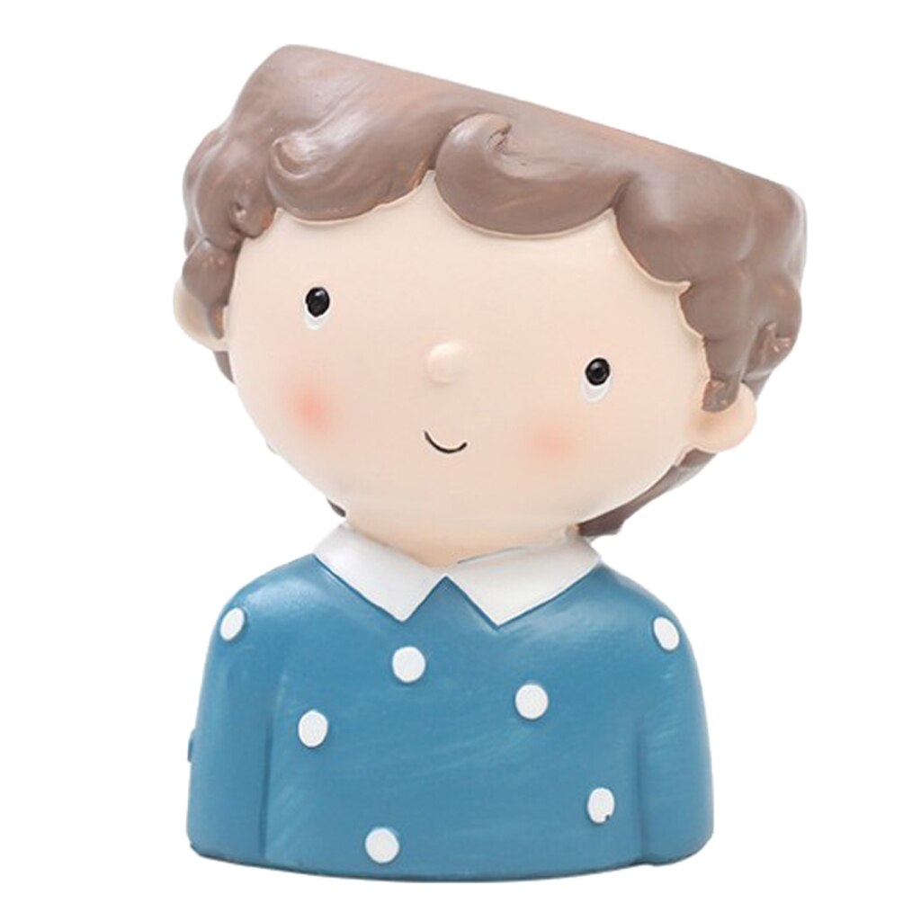 Hars Leuke Meisje & Jongen Mini Bloempotten Cactussen Succulent Plant Container Bloempot Tuin Planter Venster Doos Thuis Diy decor: F