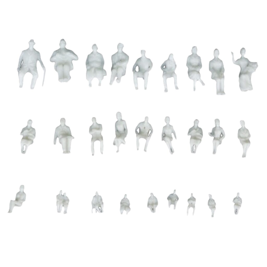 20 Pieces 1:25 Scale White Mini Sitting Postures People Figure