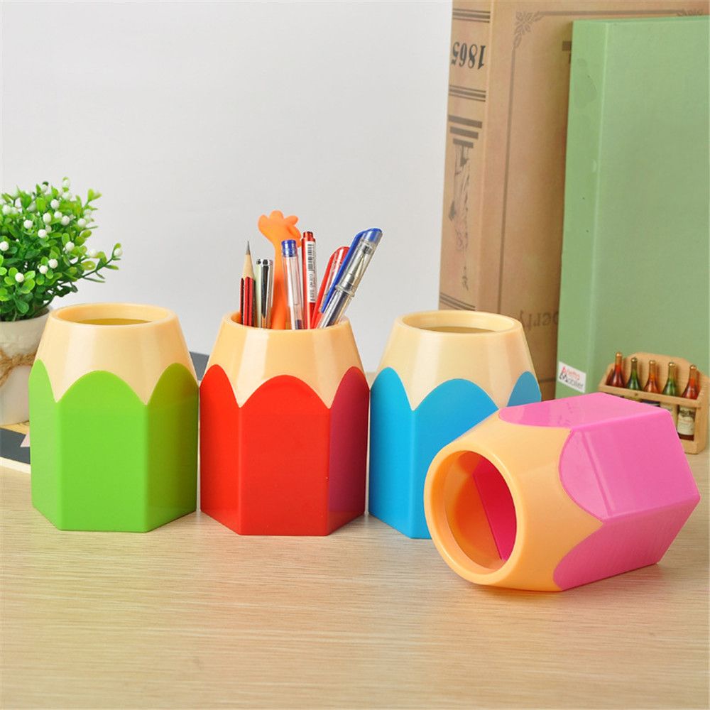 1pc Novelty Pencil Shaped Pen Holder Kawaii Makeup Brushes Holder Desk Pen Organizer School Office Desk Accessories Stationery