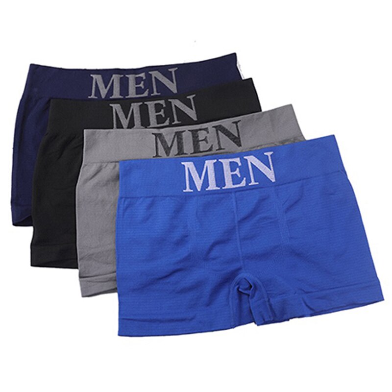 4Pcs/Lot Men&#39;s Panties Brand Underwear Boxers Breathable Man Boxer Solid Underpants Comfortable Shorts Male Black Blue Underwear