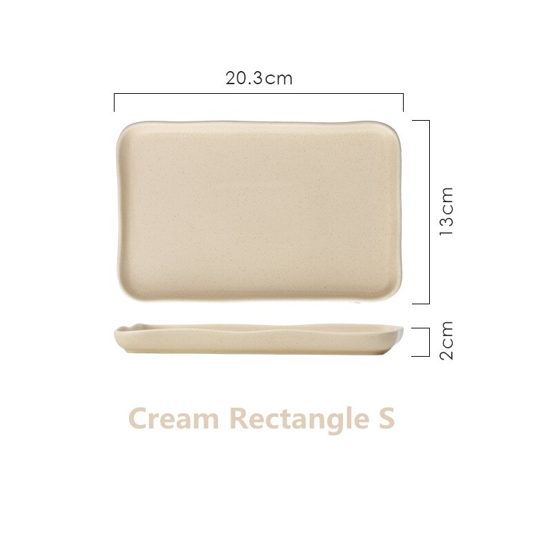Porcelain Kitchen Serving Tray Ceramic Rectangular Oval Dinner Plate for Party Oven Microwave Dishwasher Safe Dinnerware: Cream Rectangle S