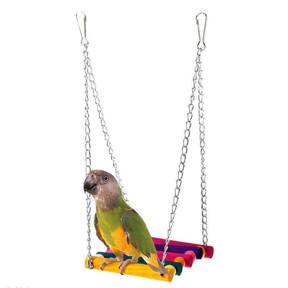 Wood Parrot Nibble Swing Stand Bar Climbing Ladder Handstand Bird Hammock Hanging Toy