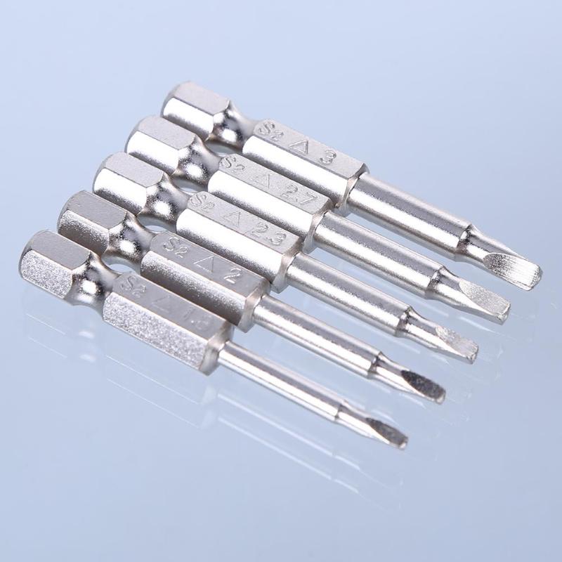 5pcs S2 Alloy Steel Triangular Screw Bits Magnetic Screwdriver Bit Anti Slip Triangle Screw Head 1.8/2/2.3/2.7/3 mm