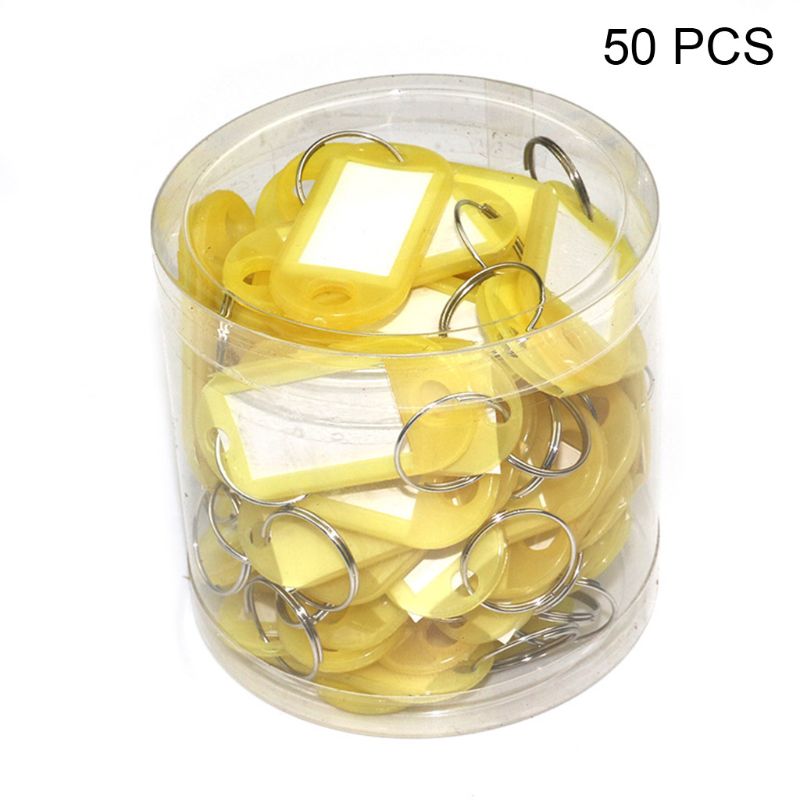 50Pcs Key Id Tag Bagage Bagage Naam Label Kaart Met Split Ring Sleutelhanger F3MD