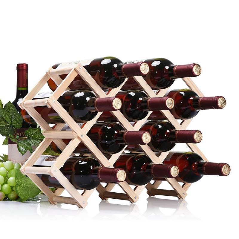 Kreative Faltbare Wein Flasche Halfter Praktische Wohnzimmer Dekorative Schrank Holz Rotwein Anzeige Lagerung Lagerung Gestelle