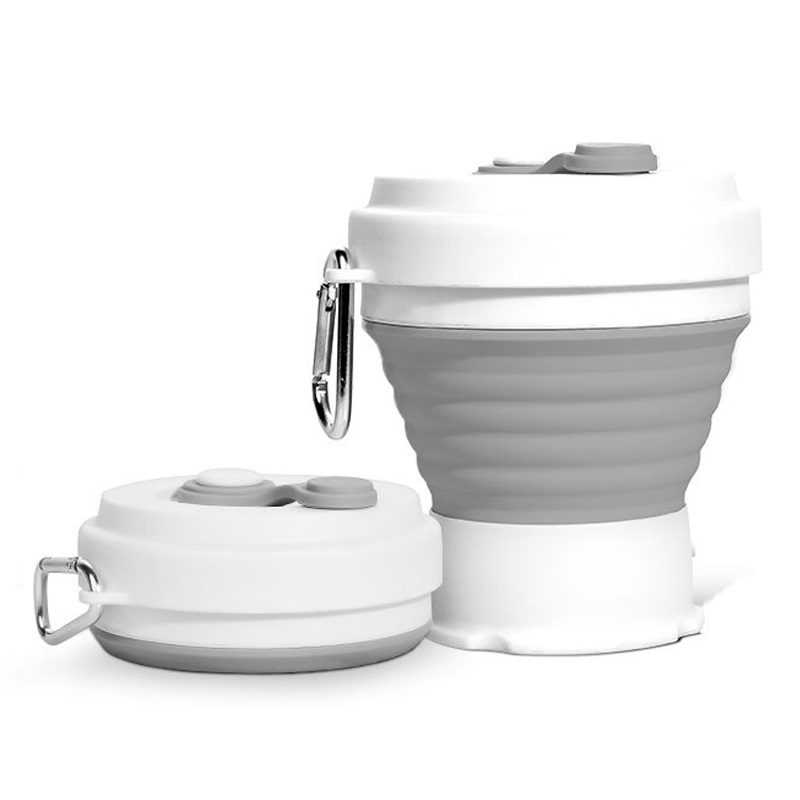 Taza de café de viaje plegable de silicona, plegable, para acampar, con tapas, juego de tazas expansibles para senderismo y Camping