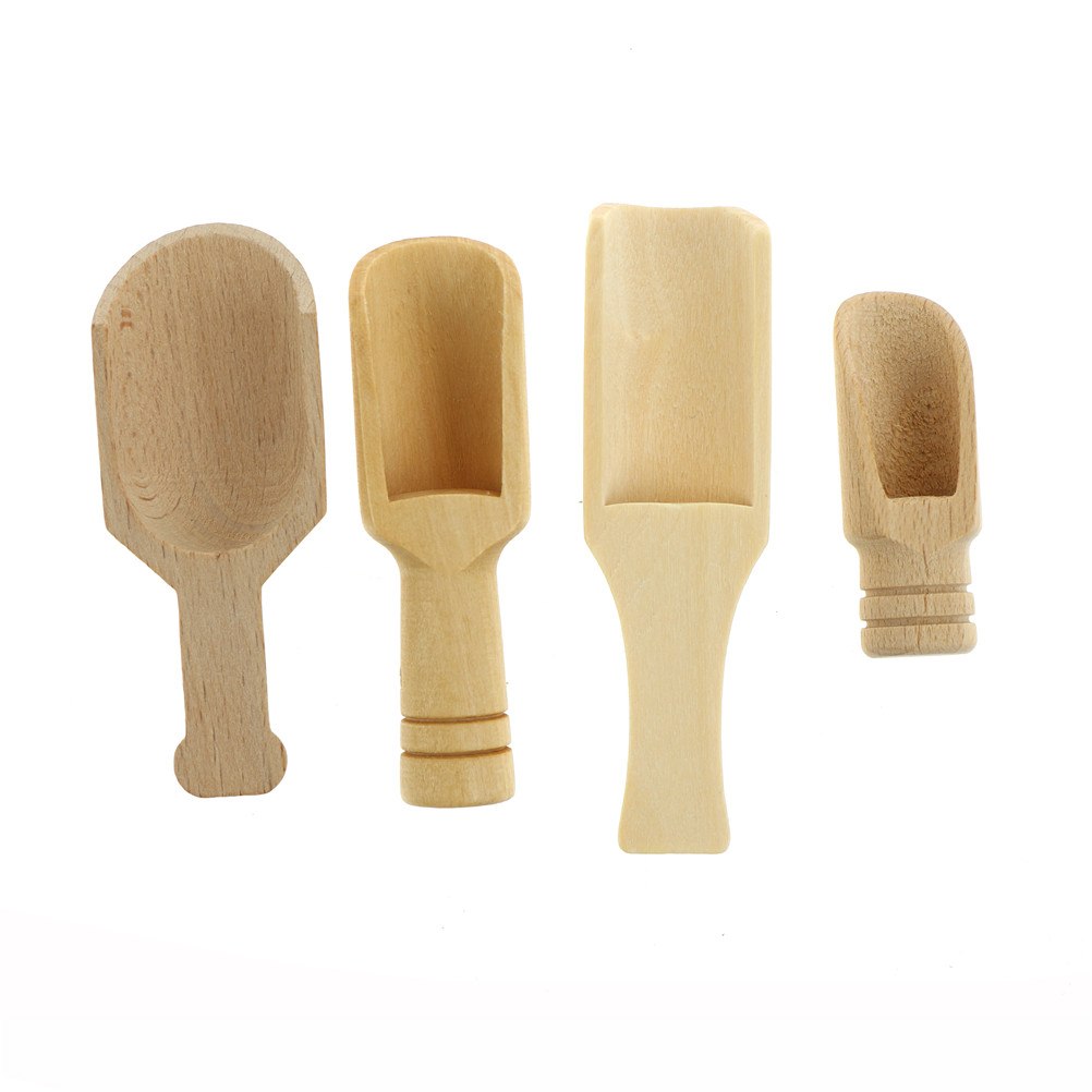 1pcs Mini Wooden Scoops Bath Salt Spoon Candy Flour Spoon Scoops Kitchen Utensils - 2.4x7.8cm