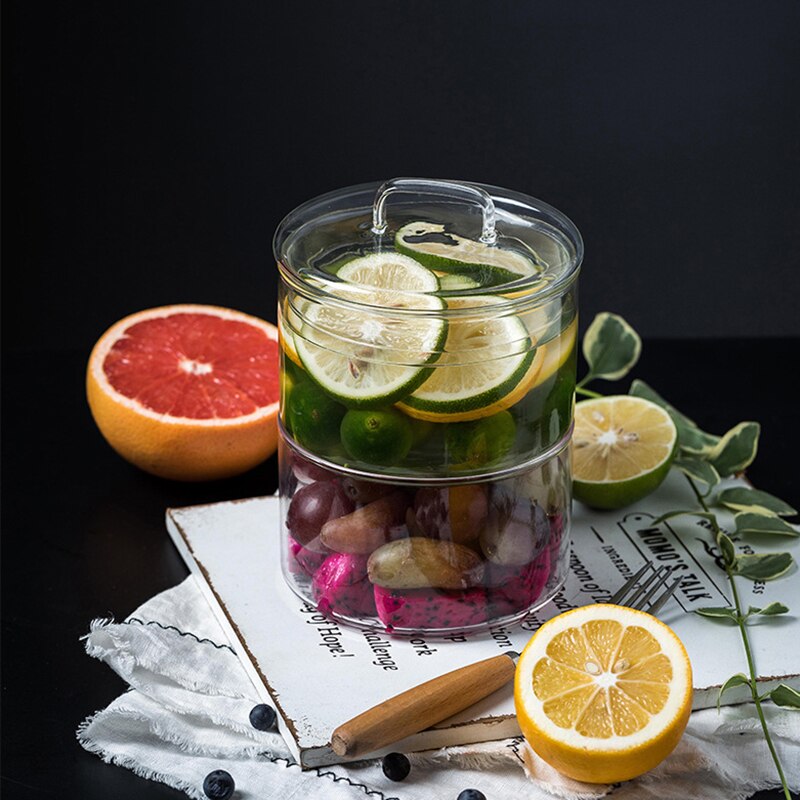 Heat Resistant Glass Bowl Stackabe Round Fruit Salad Bowls Transparent Soup Bowl Round Cute