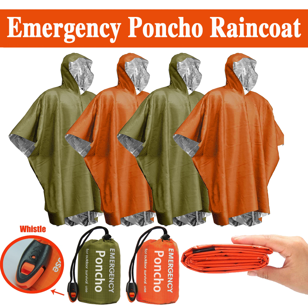 Noodregenponcho Thermische deken Poncho Weerbestendig Outdoor Survival Campinguitrusting Survival Gadgets
