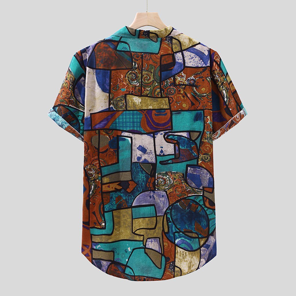 Arrivals Casual Print Brand Shirt Men Short Sleeve Button Tops Loose Men Beach Hawaiian Shirt M-4XL