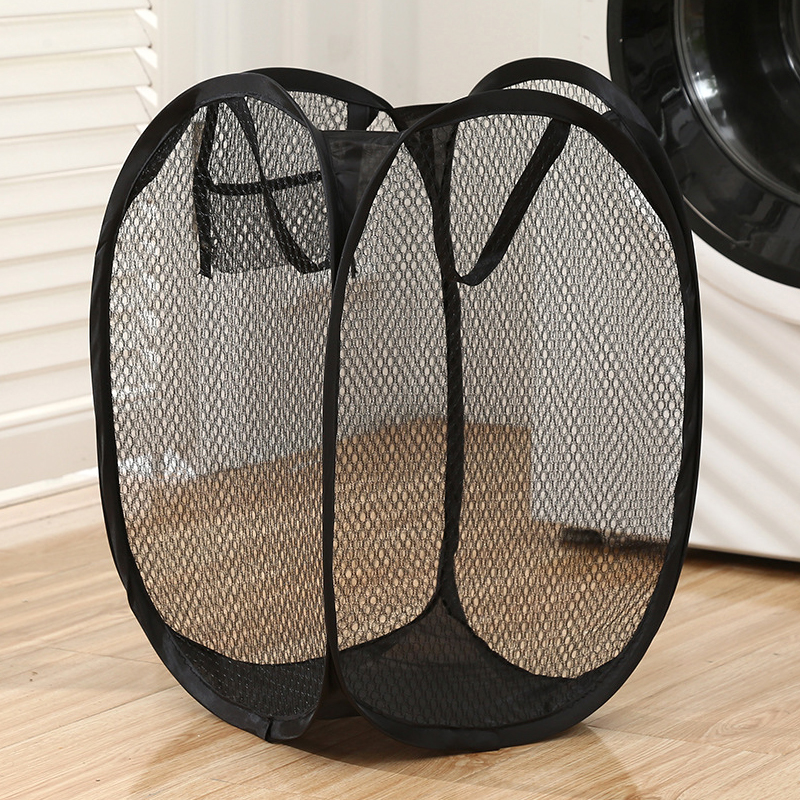 4-1 stuks mesh pop-up wasmand opvouwbare mesh wasmand voor thuis slaapkamer badkamer slaapzaal reizen opslag container tassen: XXL / Light Grey