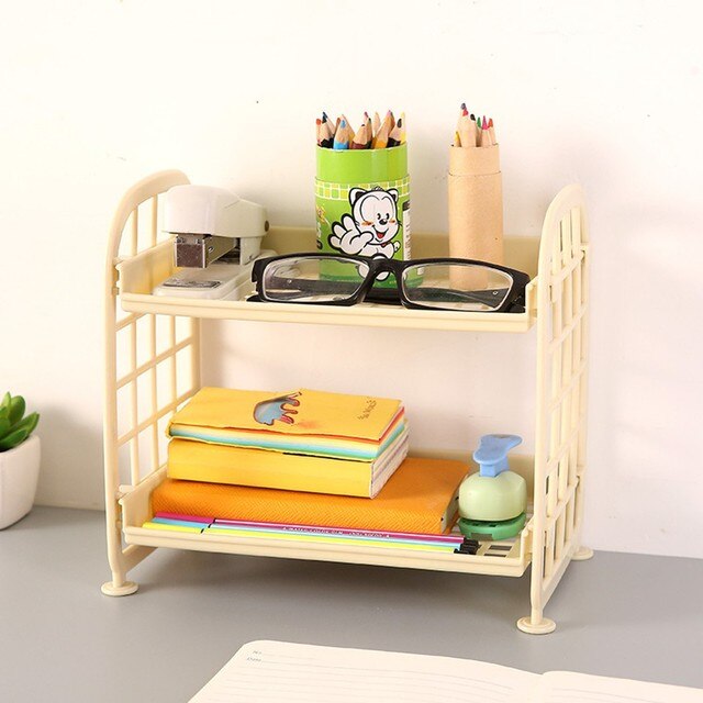 Two-layer Hollow Plastic Shelf Tabletop Kitchen Organizer Bathroom Double-layer Cosmetic Storage Shelf: 2