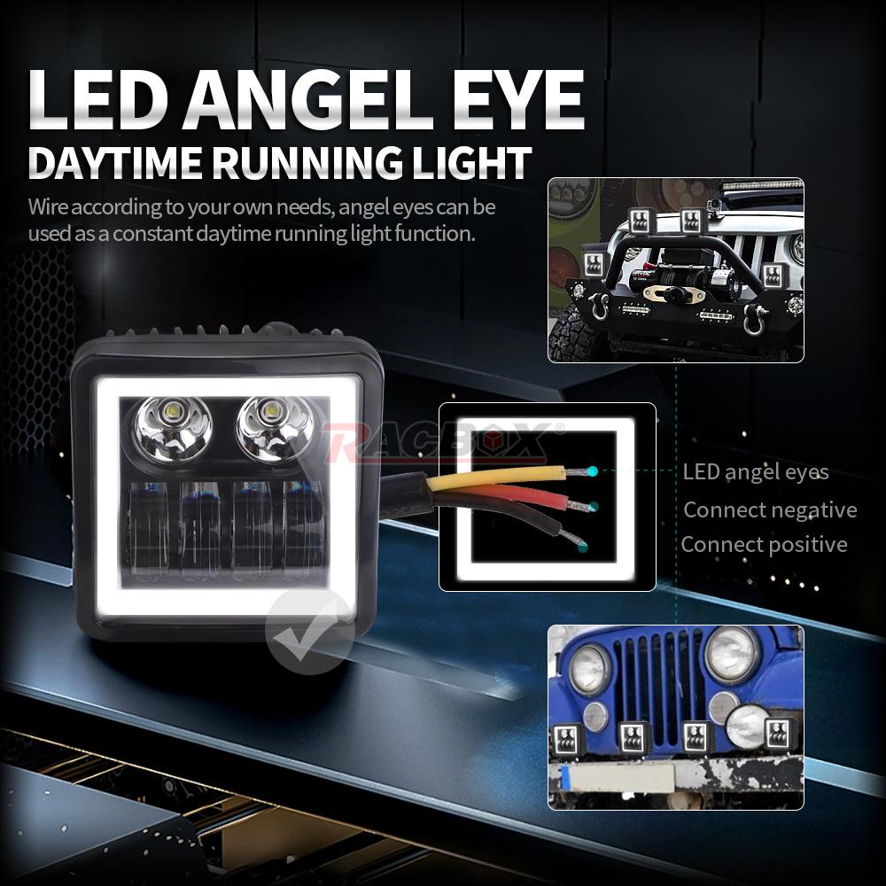 8D Lens 4 Inch Led Rijden Licht Angel Eye 2000LM 20W 6000K Led Verlichting Dagrijverlichting fit Voor Offroad Suv Boot