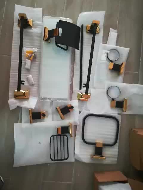 Czarne złoto produkty łazienkowe zestaw akcesoriów naścienny wieszak na ręczniki Toliet uchwyt na papier nowoczesny luksusowy zestaw sprzętu łazienkowego AR80