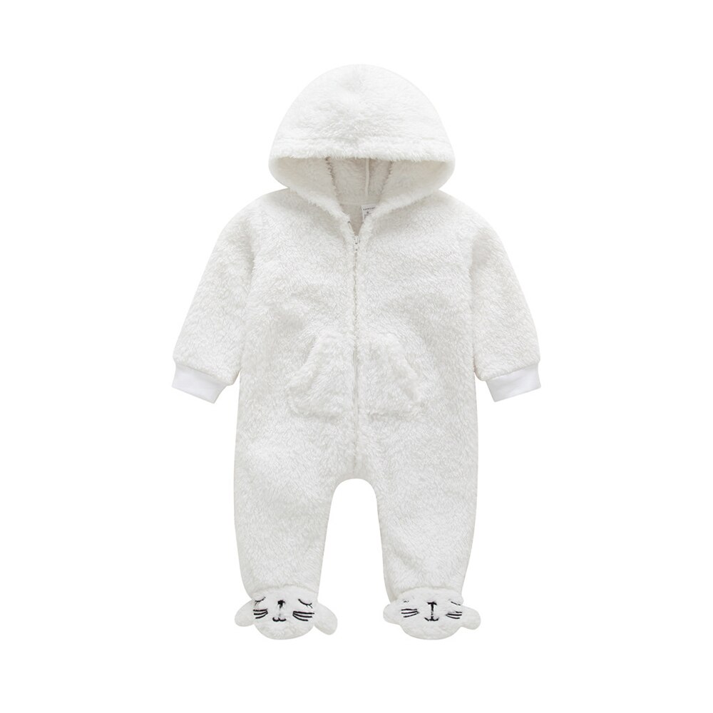 Jungen Mädchen Footies Bodys Warme Mit Kapuze Strampler Neugeborenen Baby Feste Teddy eins Stück Nette Vlies Karosserie Pyjama