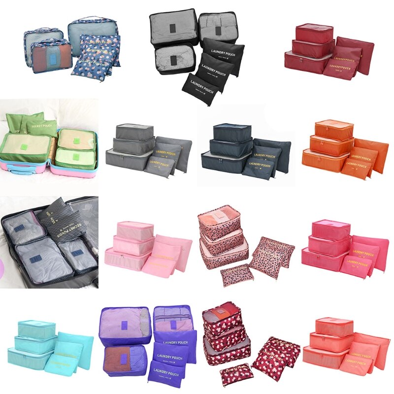 6 Pcs Set Large Capacity Travel Storage Bag with Reinforced Zipper Duvets Sheets Y5JC