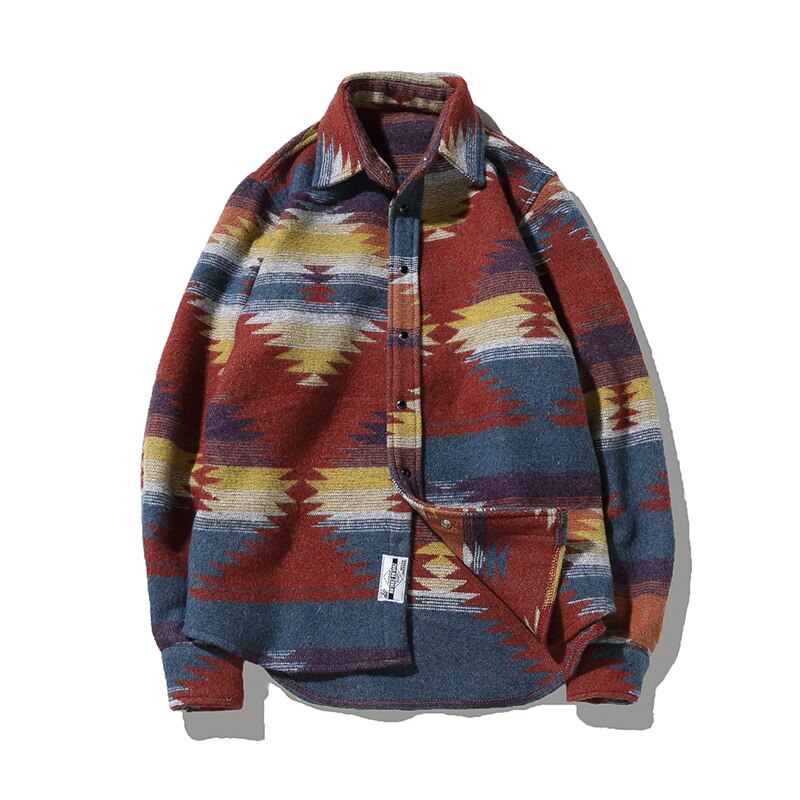 Tykke skjorter til mænd vintage ulden fritidsmønster kjole afslappet skjorte mænd plus size streetwear chemise homme flannel: Rød / Us størrelse l