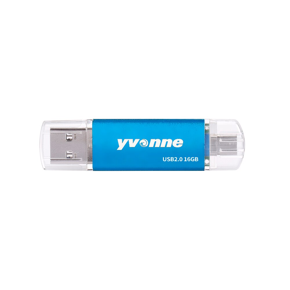 yvonne YT601-2 USB flash drive USB2.0 U Disk OTG Double Ports Multifunctional usb stick USB Flash Memory Stick for Phone /Laptop: Blue 16GB