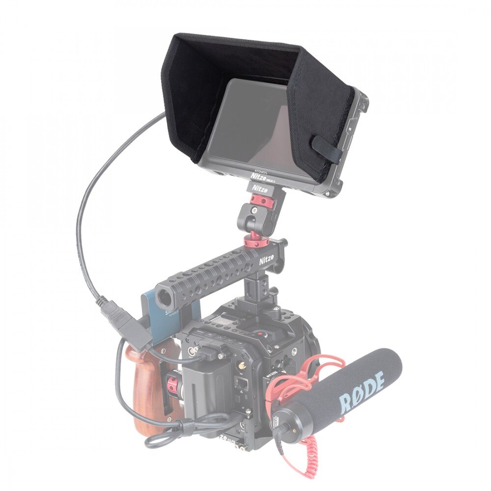 Nitze Sunhood per Ninja V,Ninja V +,Shinobi / SmallHD Focus /BM5,BM5II,LH5H,LH5P / BMD Video Assist 5 &quot;3G FR6 Monitor Cage - LS5-B