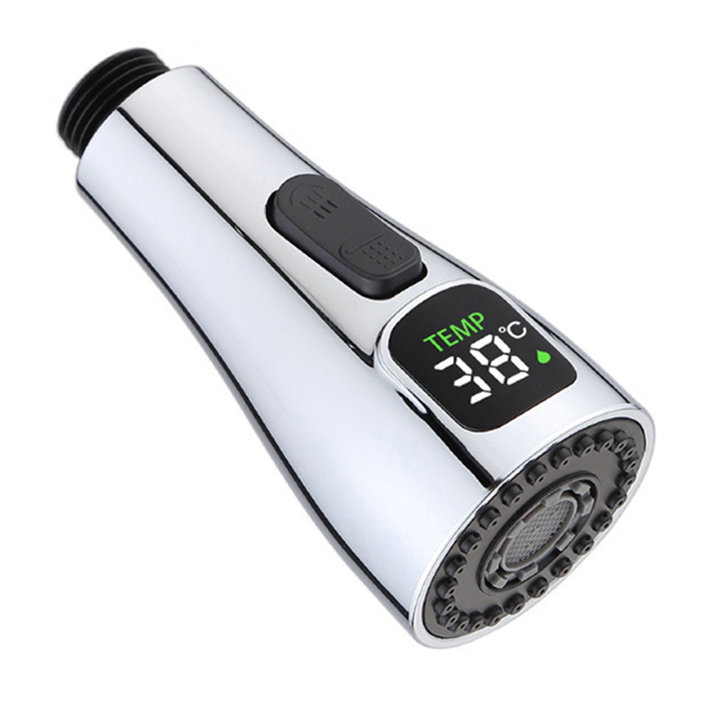 Kitchen Faucet Head LED Faucet Tap Nozzle Replacement Water Saving Reduce Bills Kitchen Swivel Head Digital Pull-out Nozzle: Gold