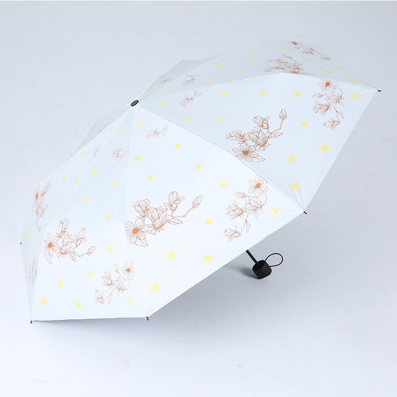 Opvouwbare Paraplu Creatieve Leuke Sunny Regen Zon Bescherming Uv Tweeërlei Gebruik Paraplu Vinyl Parasol Drievoudige Dames paraplu