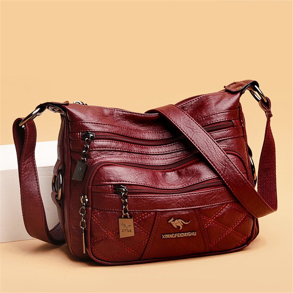 Diamant Gitter Viele Taschen Schulter Tasche Weiche Leder Umhängetaschen für Frauen Damen Reisetasche Handtaschen