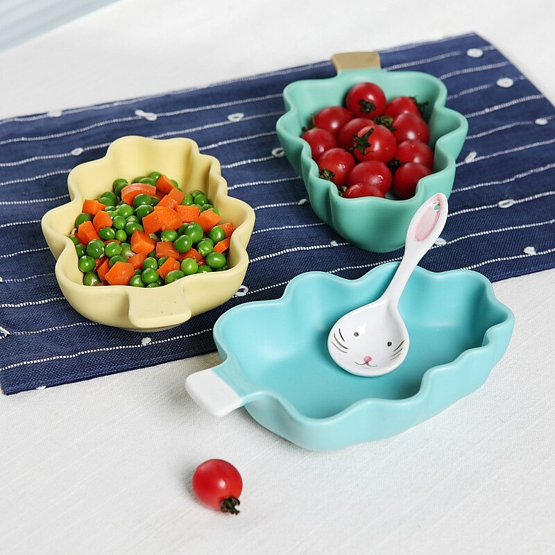 Keramische Servies Fruit Snack Kommen Slakom Cartoon Rijst Plaat Boom Stijl Platen Creatieve Servies Sushi Set Dessert catoon