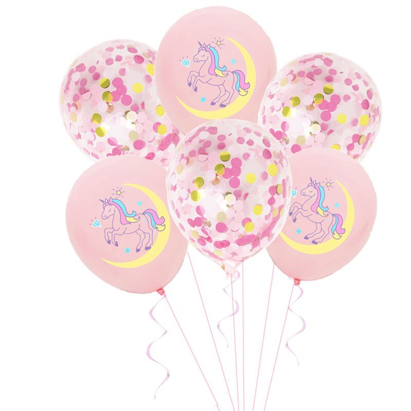 Set van 10 stuks 12 inch eenhoorn confetti ballonnen voor verjaardagsfeestjes, bruiloften, babyshowers en gender reveal eenhoorn feestbenodigdheden.: 5 roze 5 pailletten