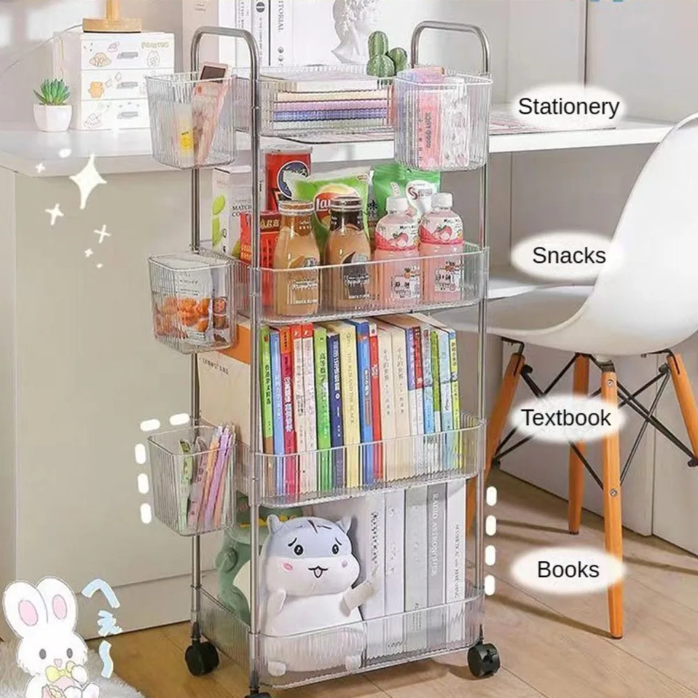 Transparant Trolley Opbergrek Met Meerdere Niveaus Rollende Trolley Snack Opbergrek Verwijderbare Hangende Mand Organizer Voor Badkamer