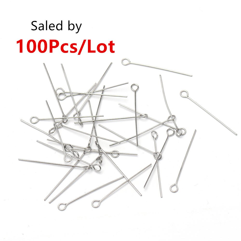 50-100pcs 23 Gauge 304 Stainless Steel Open Eyepins 20-70mm for DIY Jewelry Making: 100Pcs Original / 0.6mm x 50mm