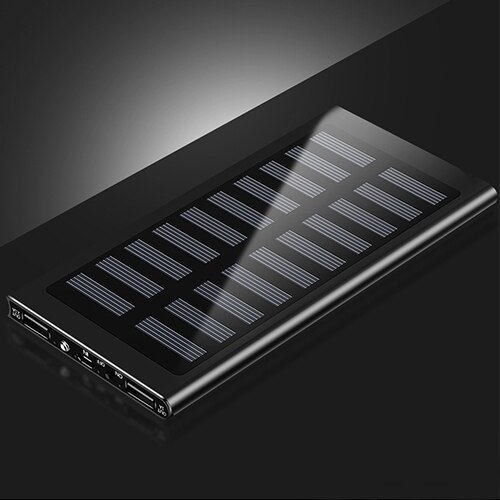 50000Mah Solar Snelle Oplader Voor Fietsen, Wandelen, Fietsen, Vissen, Mobiele Power, 2USB Digitale Display Outdoor Externe Batterij: black