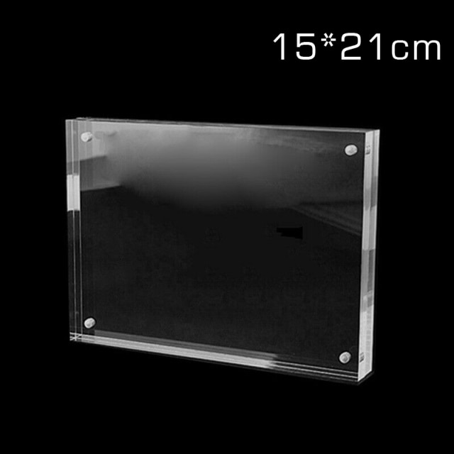 Diy akryl číry magnetický fotorámik obdĺžnik rámik na obrázok vizitka držať bytový dekor narodeninový dekor: G