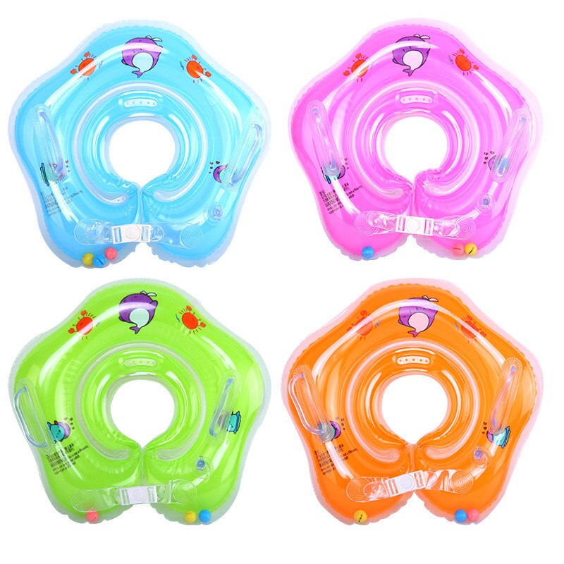 Flotador de piscina inflable de PVC para bebés, anillos de natación de doble cubierta de seguridad flotante con mango N66,