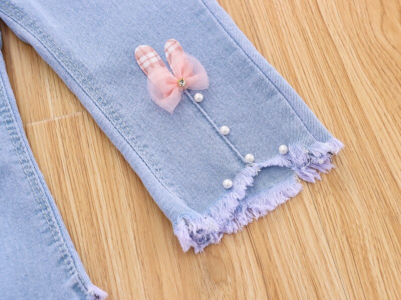 Baby Jeans Solid Color Jeans For Girls Summer Calf-length Baby Girl Casual Style Toddler Girl Clothes