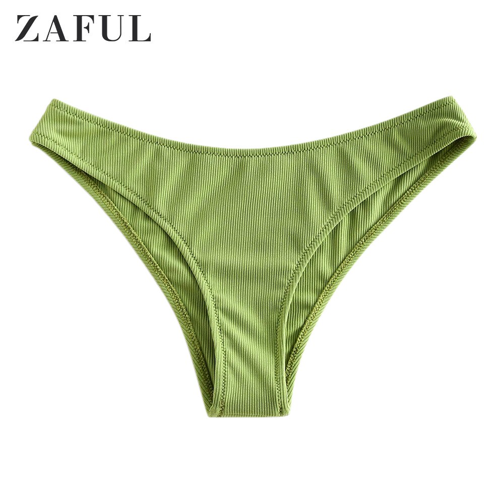 ZAFUL – maillot de bain brésilien pour femmes, culotte de plage, Sexy, rainuré, taille basse, couleur unie, pour l&#39;été: Pistachio Green / M