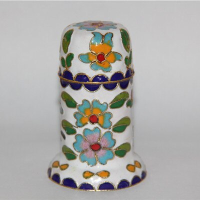 Kinesisk cloisonne tandpetare låda dekorativa ornament handgjorda foster koppar filigran emalj tandpetare fodral hantverk: Vit