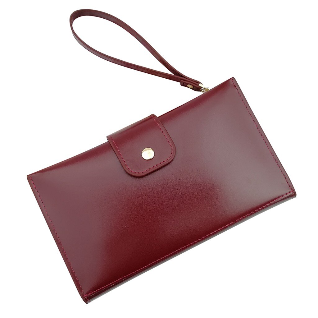 Mobile Phone Bag Anti-theft Wallet Back Side Clear Touching Screen Leather Bag Pouch Bag Women Girls Lady Mini Bag: Wine 
