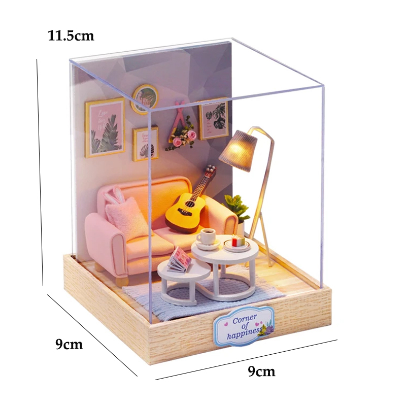Casa de muñecas mágica, Kit de modelo de construcción de ensamblaje DIY en miniatura de madera, producción de juguetes de habitación pequeña, decoraciones con muebles: Naranja