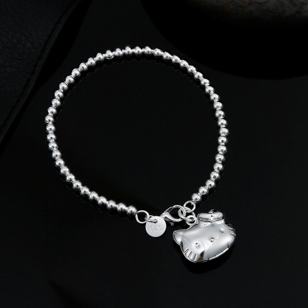some style Cute 925 silver bracelets charms heart nice for wedding women chain Charm gorgeous jewelry 8inch 20cm: LH051